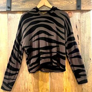 Anthropologie “Kasia” zebra print knit hoodie Small